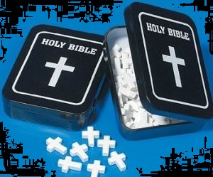 Halloween Candy Gifts Mints Cross Shaped Mints and Bible Tin
